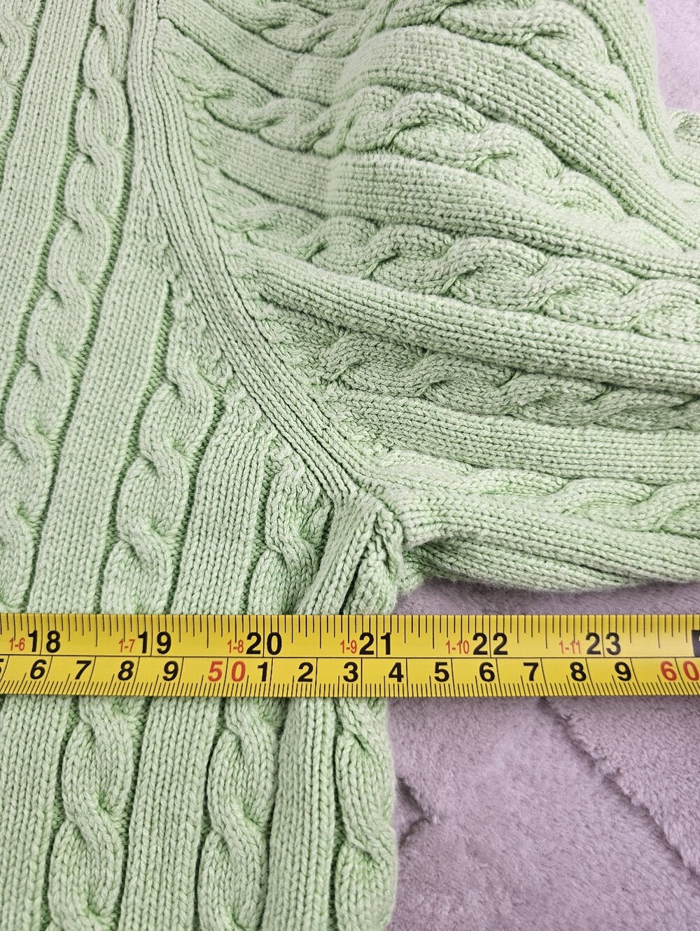 Lauren Ralph Lauren Light Green Cable Knit Sweater Womens Extra Large - Picture 4 of 8